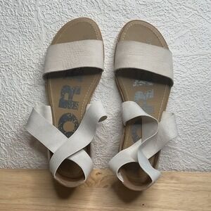 Sorel Ella ll Oatmeal Leather Ankle Wrap Strappy Summer Sandals Women 11 Vietnam